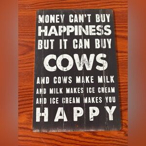 Black and White metal Sign- money can’t buy happiness